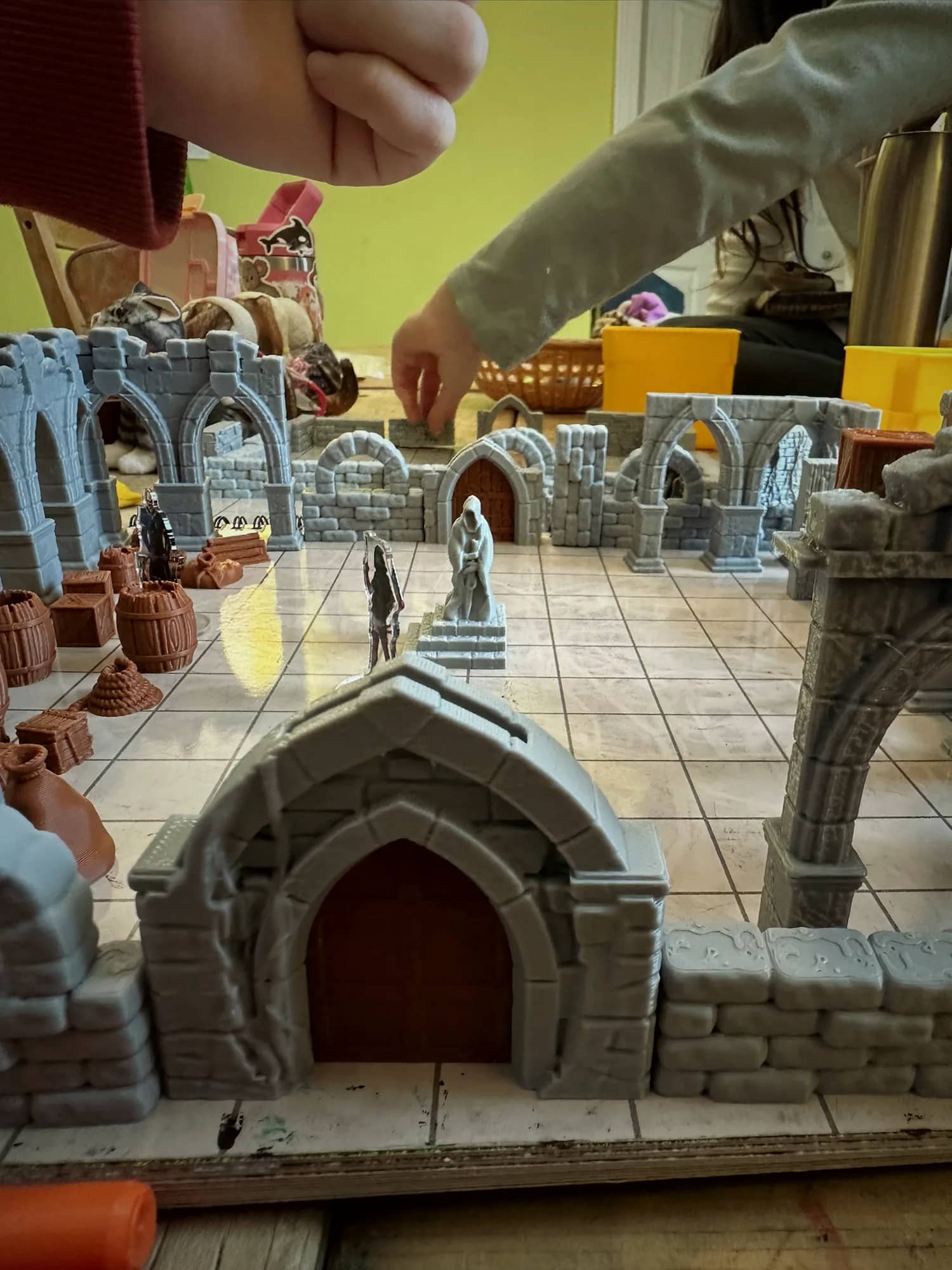 Modular stone terrain built into a dungeon gatehouse